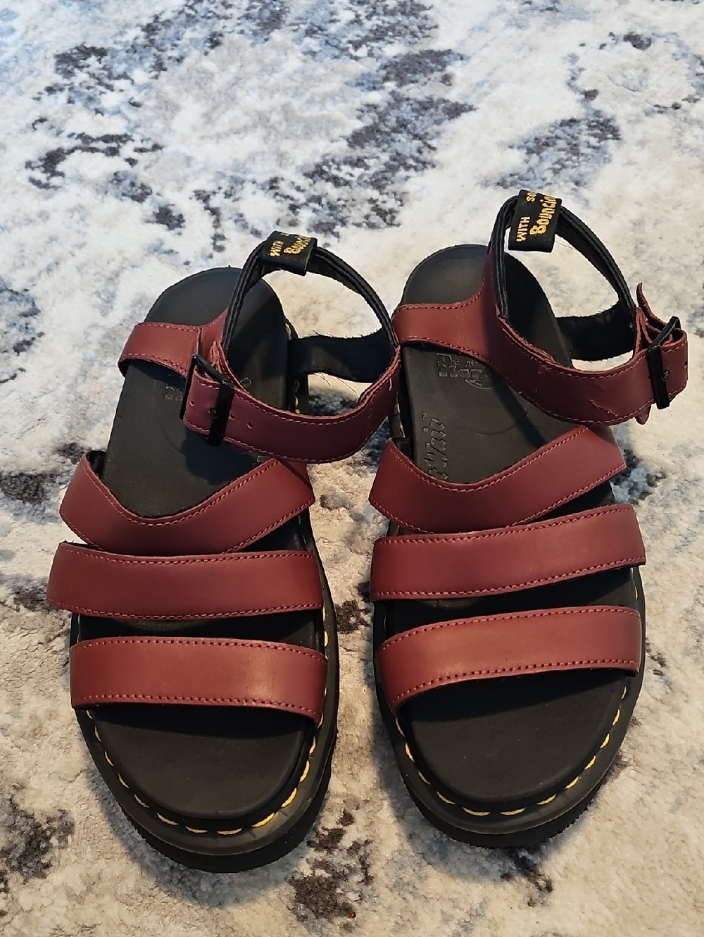 Dr Martens Blaire BurgundyLeather Strappy Platform Sandals - Picture 4 of 9